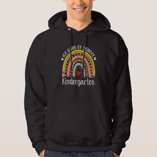 100 Days Of Kindergarten School Teacher Smarter Ra Hoodie (Front)