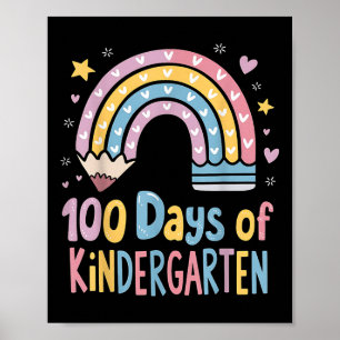 100 Days Of Kindergarten Shirt Girls 100th Day Poster