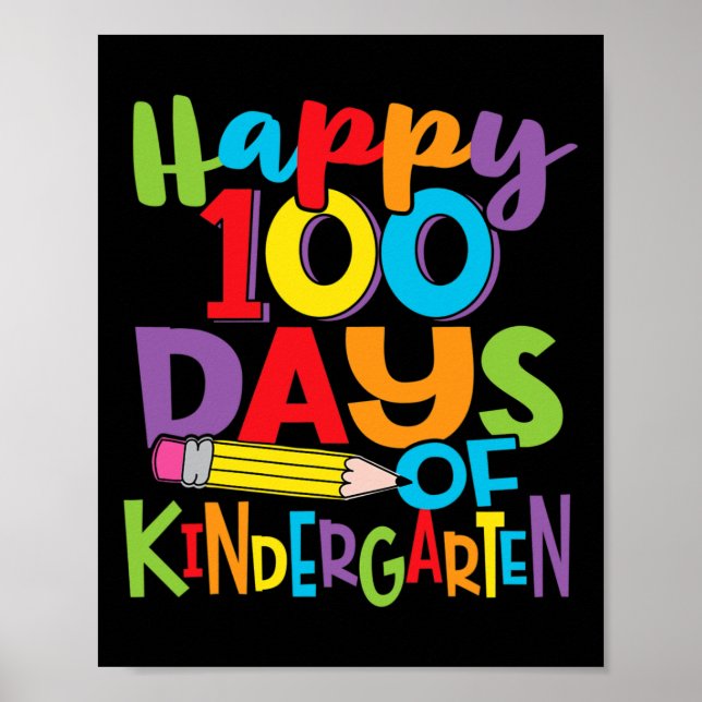 100 Days Of Kindergarten Teacher And Kids Colourfu Poster (Front)