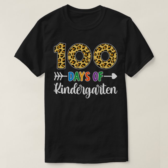 100 Days Of Kindergarten Teacher Student 100th Day T-Shirt (Design Front)