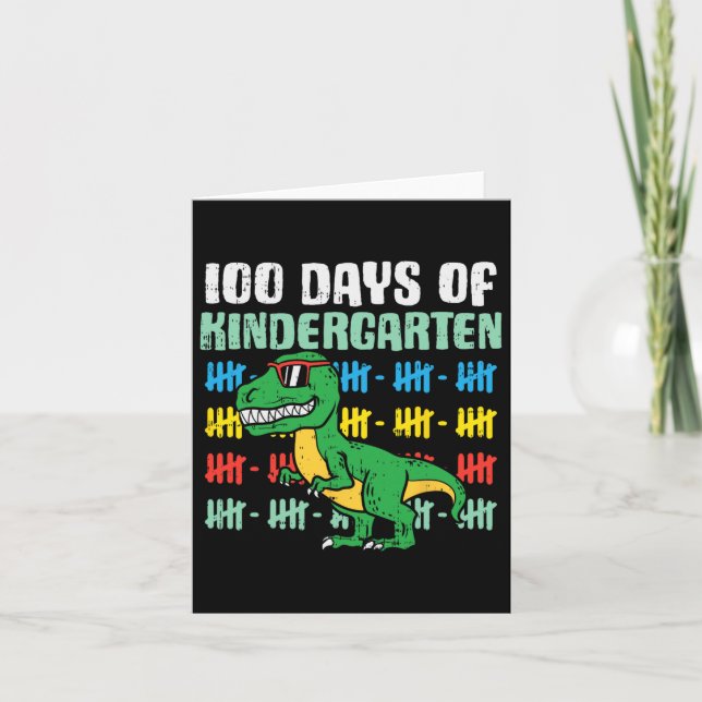 100 Days Of Kindergarten Trex Dinosaur 100th Day S Card (Front)