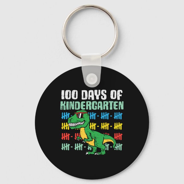 100 days of kindergarten trex dinosaur 100th day s key ring (Front)