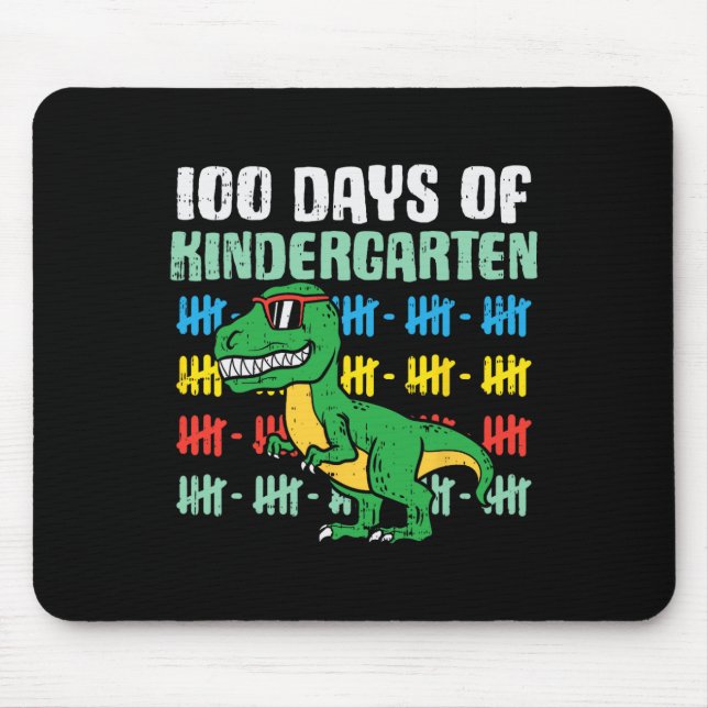 100 days of kindergarten trex dinosaur 100th day s mouse pad (Front)