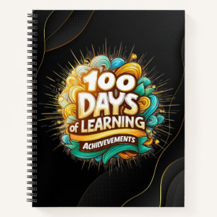100 Days of Learning Achievement Black Notebook