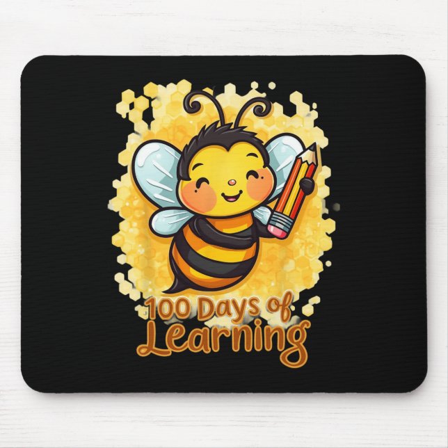 100 Days Of Learning Cute Bee 100 Days Of School  Mouse Pad (Front)