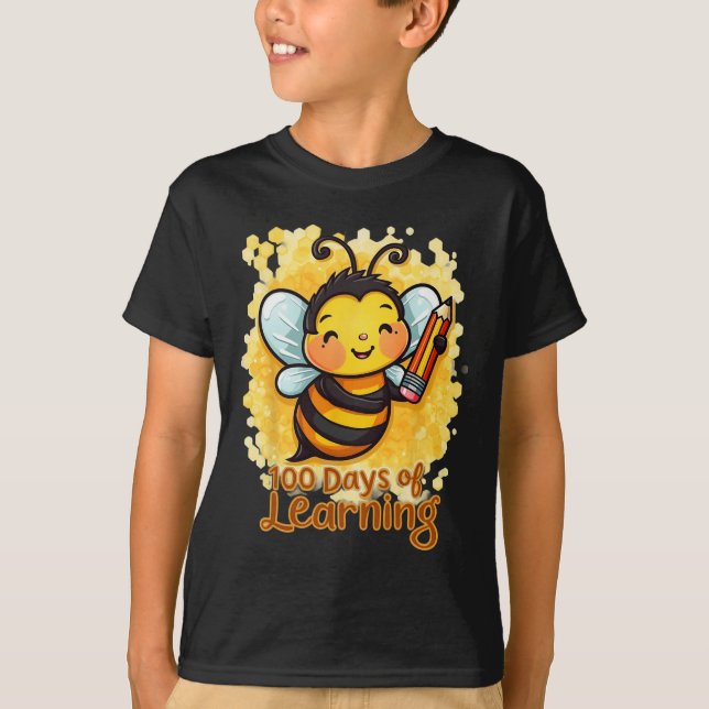 100 Days Of Learning Cute Bee 100 Days Of School  T-Shirt (Front)