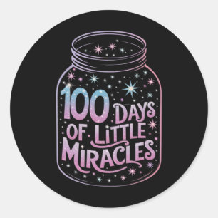 100 Days Of Little Miracles Magical Jar Gratitude  Classic Round Sticker