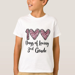 100 Days Of Loving 3rd Grade Leopard Heart 100th D T-Shirt