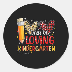 100 Days Of Loving Kindergarten Heart 100th Day Of Classic Round Sticker