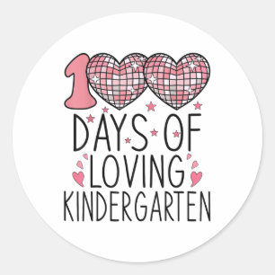 100 Days Of Loving Kindergarten Heart 100th Day Of Classic Round Sticker