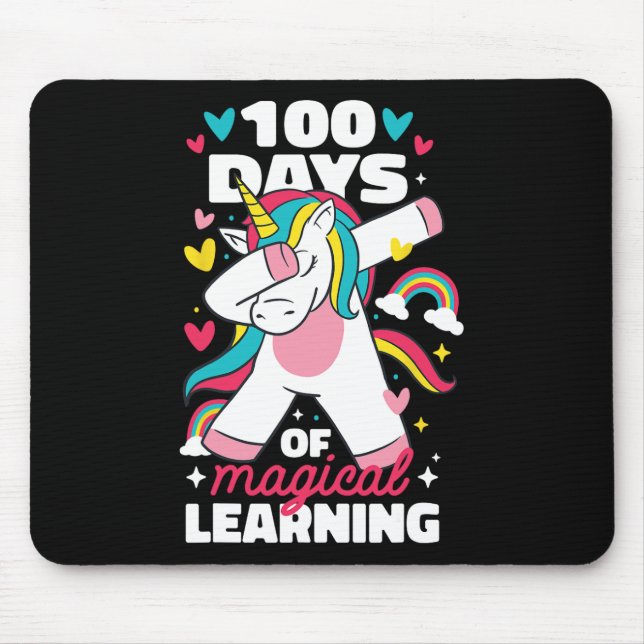 100 days of magical learning 100th day of school u mouse pad (Front)