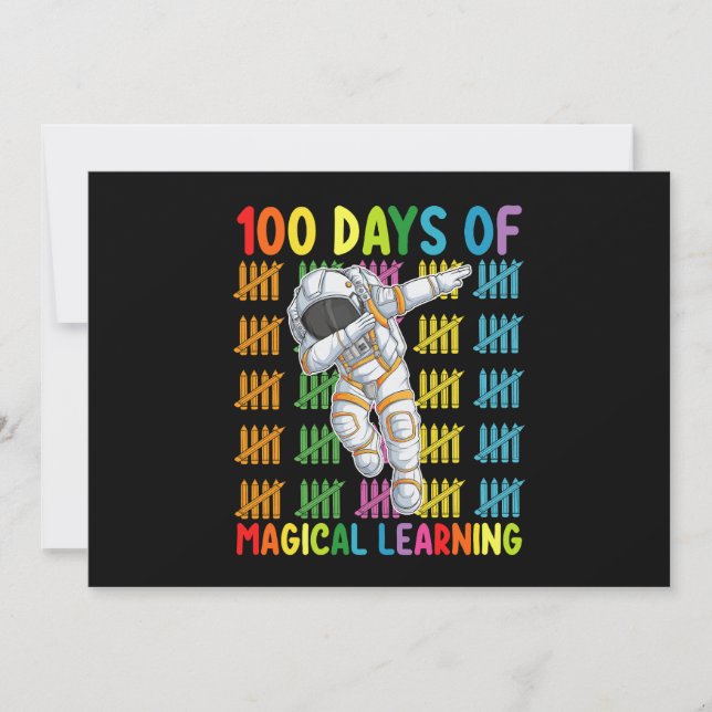 100 Days Of Magical Learning Astronaut School Invitation (Front)