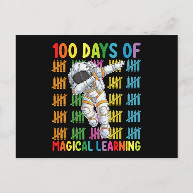 100 Days Of Magical Learning Astronaut School Postcard (Front)