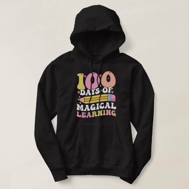 100 days of magical learning cute school hoodie (Design Front)