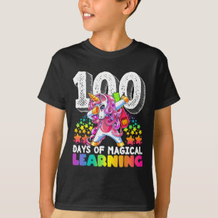 100 days of magical learning dabbing unicorn gift  T-Shirt