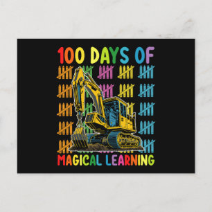 100 Days Of Magical Learning Excavator School Postcard