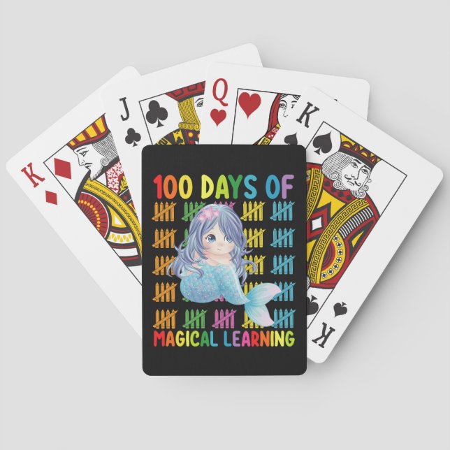 100 Days Of Magical Learning Mermaid School Playing Cards (Back)