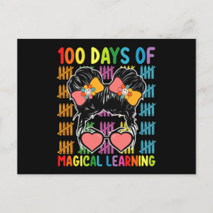 100 Days Of Magical Learning Messy Bun School Postcard