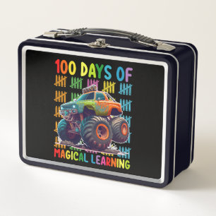 100 Days Of Magical Learning Monster Truck School Metal Lunch Box