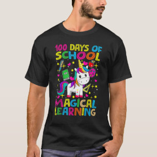 100 Days Of Magical Learning Rainbow Unicorn 100 D T-Shirt