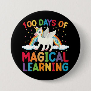 100 Days Of Magical Learning School Unicorn Girls  7.5 Cm Round Badge