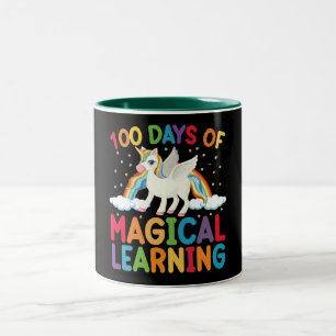100 Days Of Magical Learning School Unicorn Girls  Two-Tone Coffee Mug