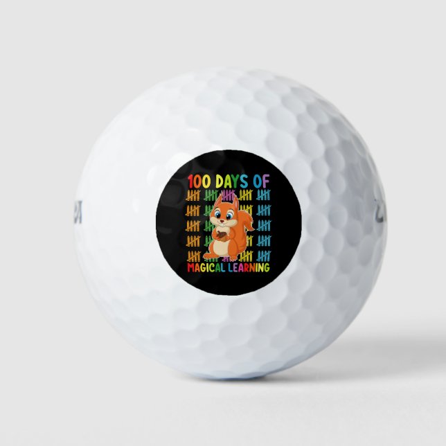 100 Days Of Magical Learning Squirrel School Golf Balls (Front)