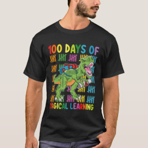 100 Days Of Magical Learning T Rex Dinosaur School T-Shirt