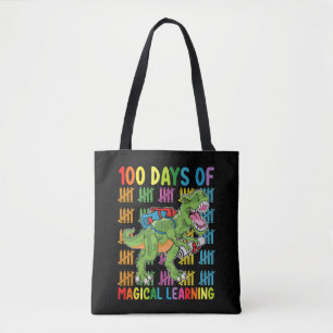 100 Days Of Magical Learning T Rex Dinosaur School Tote Bag