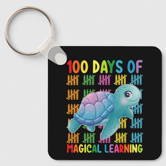 100 Days Of Magical Learning Turtle School Key Ring (Front)