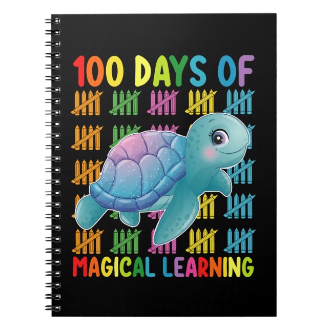100 Days Of Magical Learning Turtle School Notebook (Front)