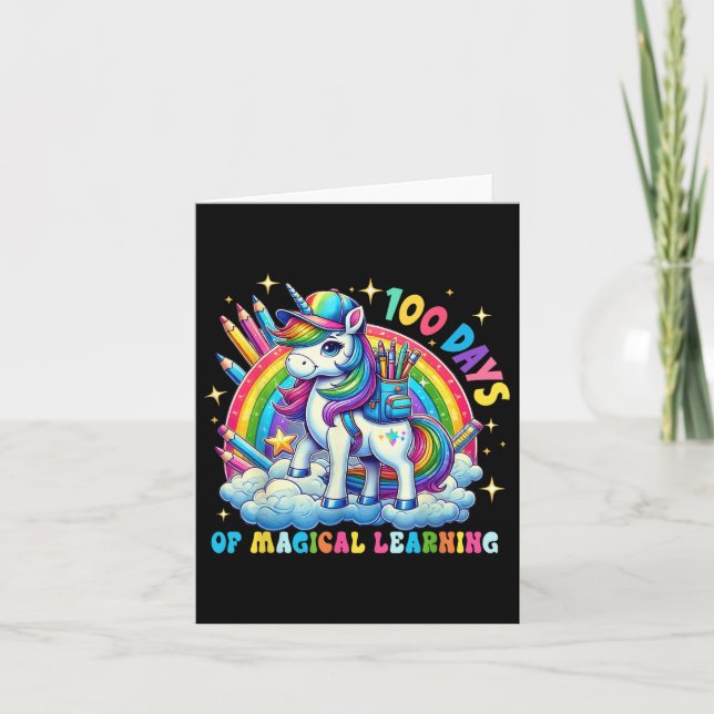 100 Days Of Magical Learning Unicorn 100th Day Card (Front)