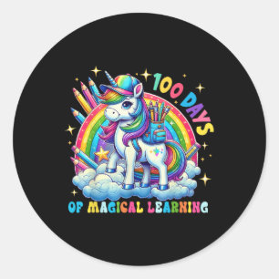 100 Days Of Magical Learning Unicorn 100th Day Classic Round Sticker