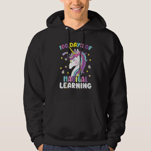 100 Days Of Magical Learning Unicorn 100th Day Sch Hoodie (Front)