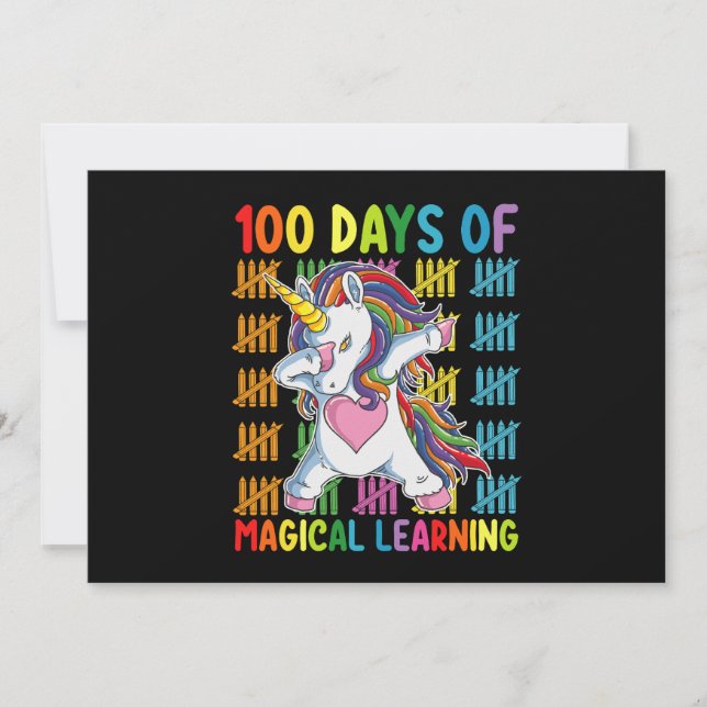 100 Days Of Magical Learning Unicorn School Invitation (Front)
