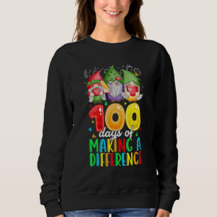 100 Days Of Making A Difference Cute Gnome Teacher Sweatshirt