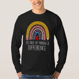 100 Days of Making a Difference Rainbow 100th Day  T-Shirt