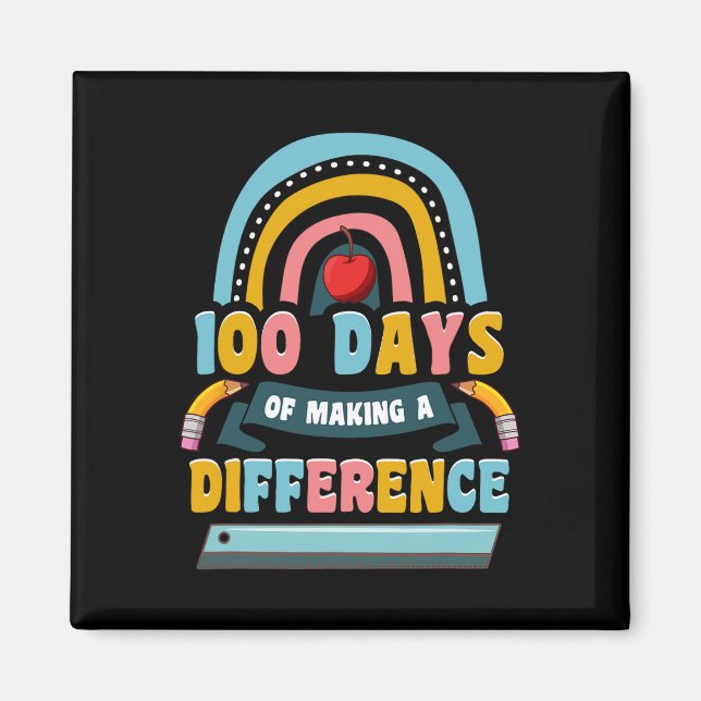 100 Days Of Making A Difference Rainbow Kids Teach Magnet (Front)