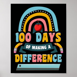 100 Days Of Making A Difference Rainbow Kids Teach Poster