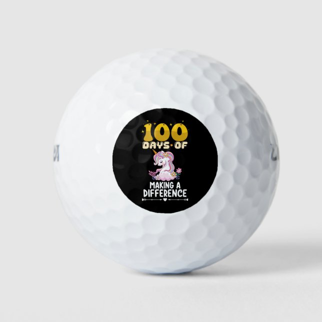 100 Days Of Making A Difference Unicorn School Golf Balls (Front)