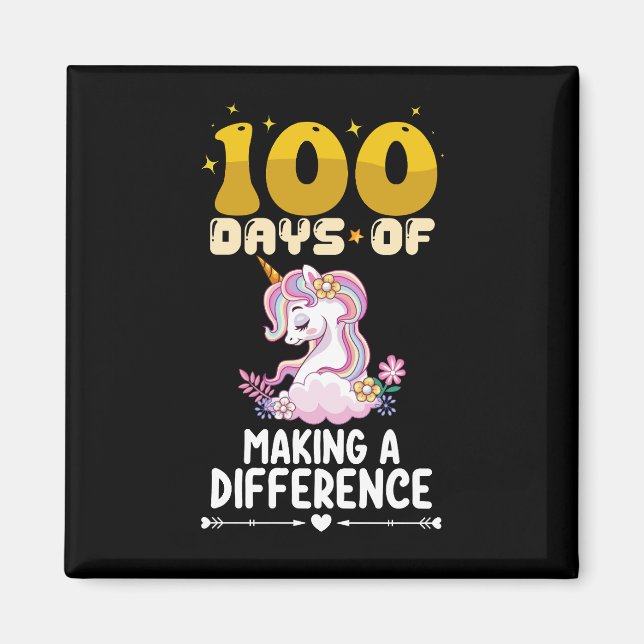 100 Days Of Making A Difference Unicorn School Magnet (Front)
