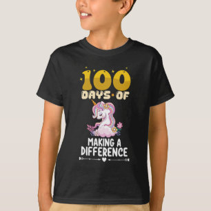 100 Days Of Making A Difference Unicorn School T-Shirt