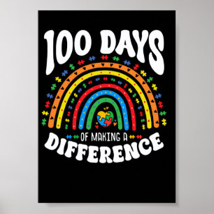 100 Days of Making Difference 100th Day of School  Poster