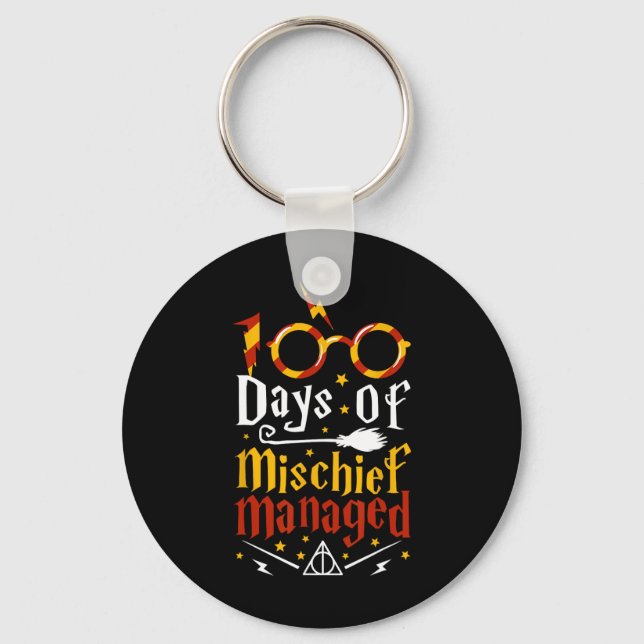 100 Days Of Mischief Managed  100th Day Of School  Key Ring (Front)