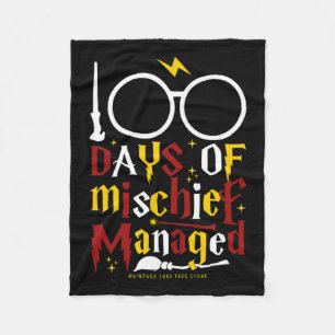 100 Days Of Mischief Managed Teacher Kid 100th Day Fleece Blanket