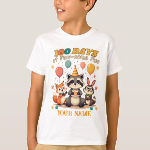 100 Days of Paw-some Fun: Cute Animal Party  T-Shirt