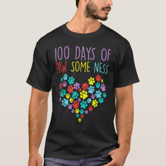 100 Days Of Pawsomeness Heart 100th Day School Dog T-Shirt