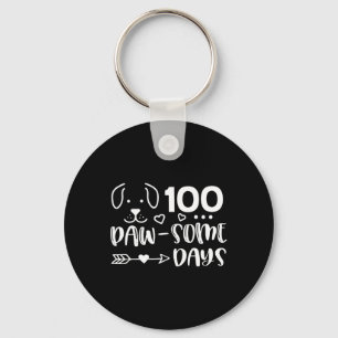 100 Days Of Pawsomeness Puppy Cute Dog Happy 100 D Key Ring