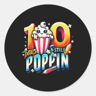 100 Days Of Poppin Fun Popcorn Themed Back To Scho Classic Round Sticker