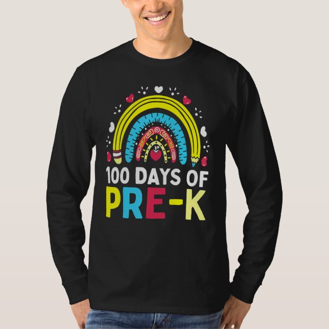 100 Days Of Pre K Happy 100th Day Of School Teache T-Shirt (Front)